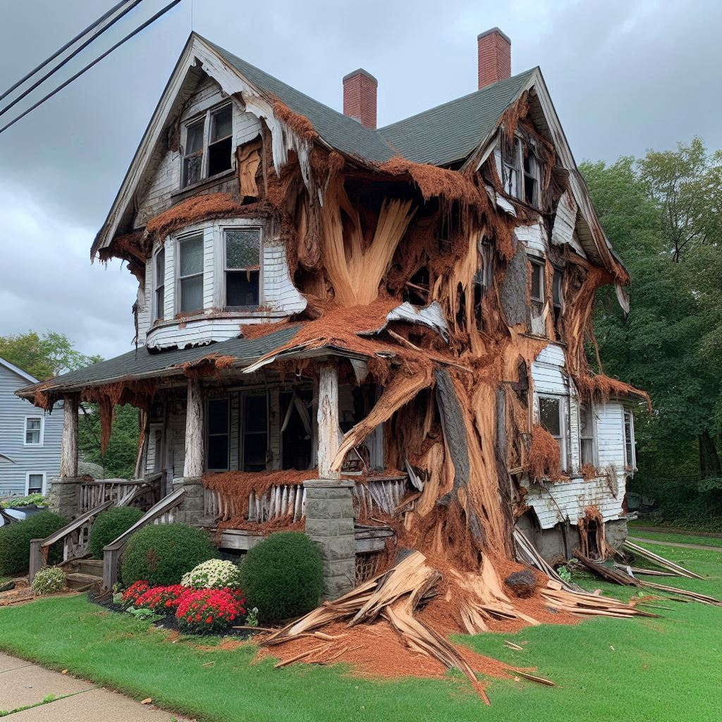 Signs Your Rolling Meadows Home Needs a Tree Inspection Blog Article - Tree with visible damage, including broken branches and signs of disease near an Rolling Meadows home